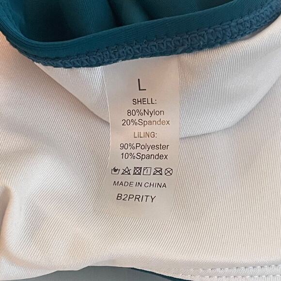 B2prity Swimsuit Women L Green Twist Front Underwire Tummy Control 1 Piece Ruche - Picture 4 of 6